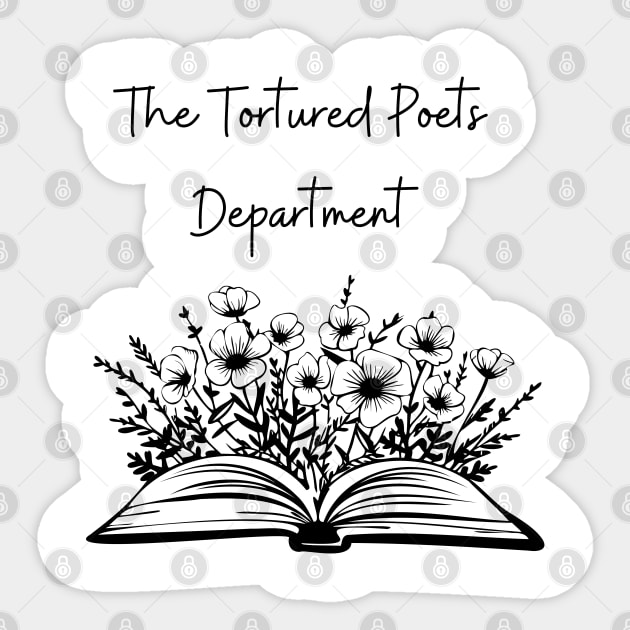 The Tortured Poets Department Open floral book design Sticker by kuallidesigns